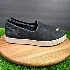 ECCO Gillian Slip On Sneakers Women's 39 US 8 Black Casual Nubuck Loafer Shoes